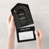 Invitation Tout En Un Nuit Sky Stars Celestial Arch Mariage noir (Déchirure)
