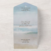 Invitation Tout En Un Océan aquarelle avec cœurs (Dehors)