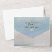 Invitation Tout En Un Océan aquarelle avec cœurs (Verso)