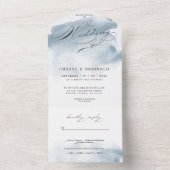 Invitation Tout En Un Océan Bleu Aquarelle Le Mariage de | (À l'intérieur)