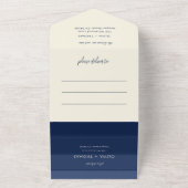 Invitation Tout En Un Ocean Blue Wave Stripes Plage Mariage Photo (Dehors)