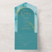 Invitation Tout En Un Ocean Turquoise Turquoise Gold Mariage (À l'intérieur)