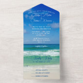 Invitation Tout En Un Ocean Waves Photo Chic Tropical Beach Mariage bleu (À l'intérieur)
