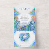 Invitation Tout En Un OceanSea Animals Boy Baby shower All In One Invit (À l'intérieur)