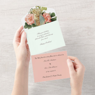 Invitation Tout En Un Offrande de messe catholique religieuse Vierge Mar