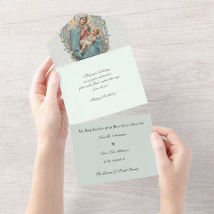 Invitation Tout En Un Offrande de messe catholique religieuse Vierge Mar