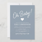 Invitation Tout en un Oh Baby Dusty Baby shower bleu (Devant)