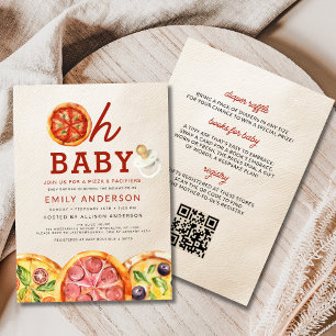 Invitation Tout en un Oh Baby Pizza & Pacifiers Baby shower