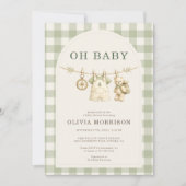 Invitation Tout en Un Oh Bébé Shower de Bébé Bois (Devant)