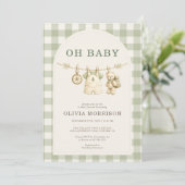 Invitation Tout en Un Oh Bébé Shower de Bébé Bois (Debout devant)