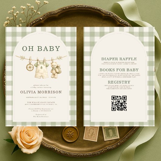 Invitation Tout en Un Oh Bébé Shower de Bébé Bois