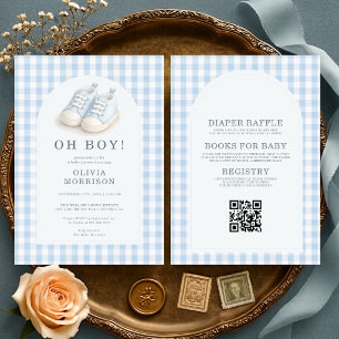 Invitation Tout en Un Oh Garçon Chaussures Bleues Baby Shower