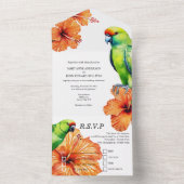 Invitation Tout En Un Oiseau de fleur d'hibiscus tropical de paradis élé (À l'intérieur)