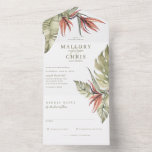 Invitation Tout En Un Oiseau tropical du Paradis Mariage floral<br><div class="desc">Unique tout en une invitation dispose de belle aquarelle tropicale Monstera palm feuilles et oiseau de fleurs de paradis. Veuillez me contacter si vous avez besoin d'aide ou de coordination des articles.</div>