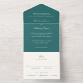Invitation Tout En Un Old Money Teal Classic Wedding (À l'intérieur)