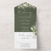 Invitation Tout En Un Olive Green String Lights Verdure Floral Mariage (À l'intérieur)