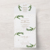 Invitation Tout En Un Olive Greenery Gold Confetti Monogram Mariage (À l'intérieur)