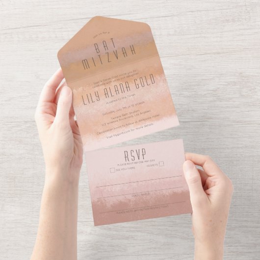 Invitation Tout En Un Ombre Neutrals Élégant BAR À BAT PERSONNALISÉ MITZ (Déchirure)