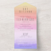 Invitation Tout En Un Ombre Sunset Rainbow Elegant BAT MITZVAH PERSONNAL (À l'intérieur)