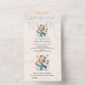 Invitation Tout En Un On peut attendre baby shower garçon (À l'intérieur)