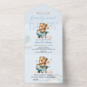 Invitation Tout En Un On peut attendre baby shower garçon (À l'intérieur)