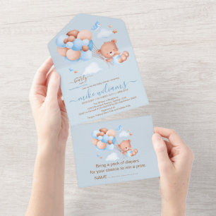 Invitation Tout En Un On peut attendre l'ours aquarelle
