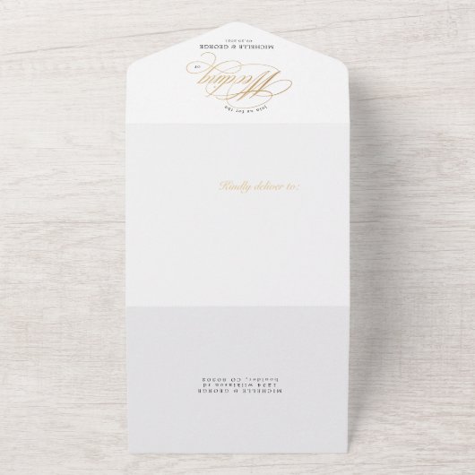 Invitation Tout En Un or calligraphie élégant (pas de VV nécessaire) (Dehors)