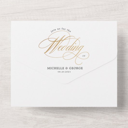 Invitation Tout En Un or calligraphie élégant (pas de VV nécessaire) (Verso)