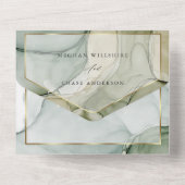 Invitation Tout En Un Or et encre Abstraite verte (Verso)