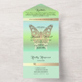 Invitation Tout En Un Or moderne et Mariage vert (À l'intérieur)