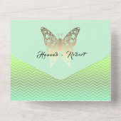 Invitation Tout En Un Or moderne et Mariage vert (Verso)