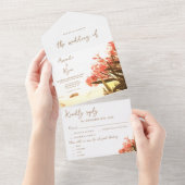 Invitation Tout En Un Orange Oleander Fleurs Tropical Beach Wedding (Déchirure)