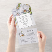 Invitation Tout En Un Orchidée blanche chic fleur mariage luxueux (Déchirure)