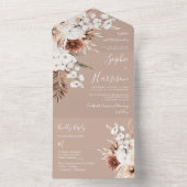 Invitation Tout En Un Orchidée florale Rose Dusty Mariage Boho beige Mau (À l'intérieur)