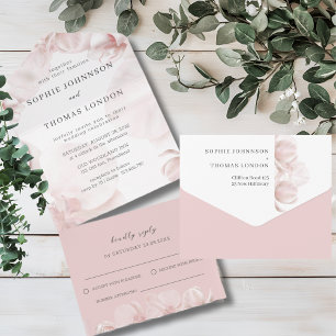 Invitation Tout En Un Orchidée rose poussiéreuse Tout en un mariage Invi