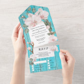 Invitation Tout En Un Orchidée tropicale rose élégant bois de plage (Déchirure)