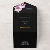 Invitation Tout En Un Orchidée violette noire mariage luxueux (Dehors)