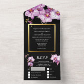 Invitation Tout En Un Orchidée violette noire mariage luxueux (À l'intérieur)