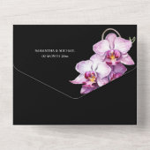 Invitation Tout En Un Orchidée violette noire mariage luxueux (Verso)