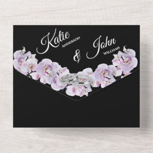 Invitation Tout En Un Orchidées blanches de mariage sur code QR noir-pho