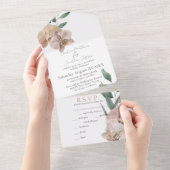 Invitation Tout En Un Orchidées romantiques aquarelles (Déchirure)