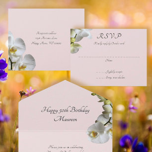 Invitation Tout En Un Orchidées Rose Pâle Son Anniversaire