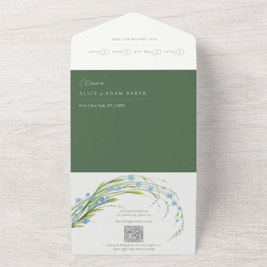Invitation Tout En Un Oubliez-Moi-Pas Mariage Tout En Un (Dehors)