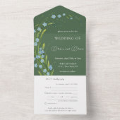 Invitation Tout En Un Oubliez-Moi-Pas Mariage Tout En Un (À l'intérieur)