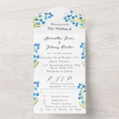 Invitation Tout En Un Oubliez-moi pas Spring Rustic Blue Flowers Mariage (À l'intérieur)