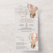 Invitation Tout En Un Ours En Conflit, Ballotte À Air Chaud Rose, Baby s (À l'intérieur)