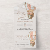 Invitation Tout En Un Ours En Conflit, Ballotte À Air Chaud Rose, Premie (À l'intérieur)