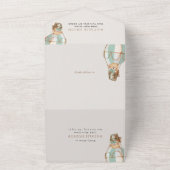 Invitation Tout En Un Ours en peluche, Ballon à air chaud vert, premier (Dehors)