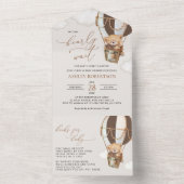 Invitation Tout En Un Ours en peluche, Ballon Brown à air chaud, Baby sh (À l'intérieur)