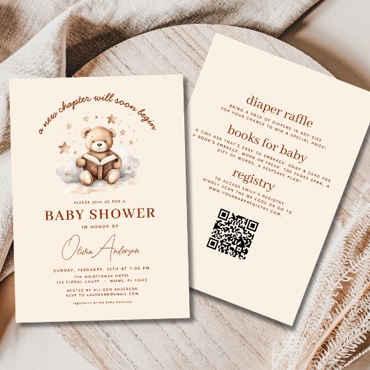 Invitation Tout en un Ours Nouveau chapitre commence le Baby 